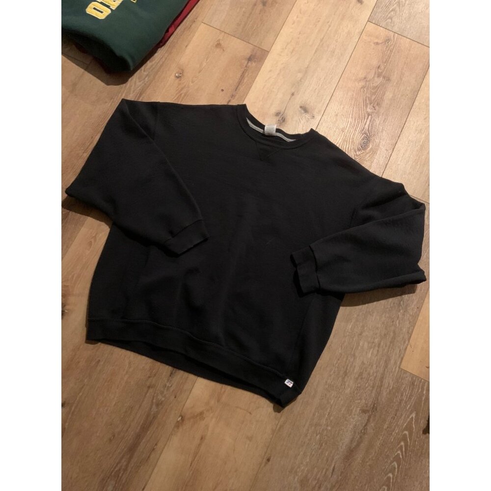 Vintage 90s Russell Athletic Black Crewneck Sweatshirt Mens XXL